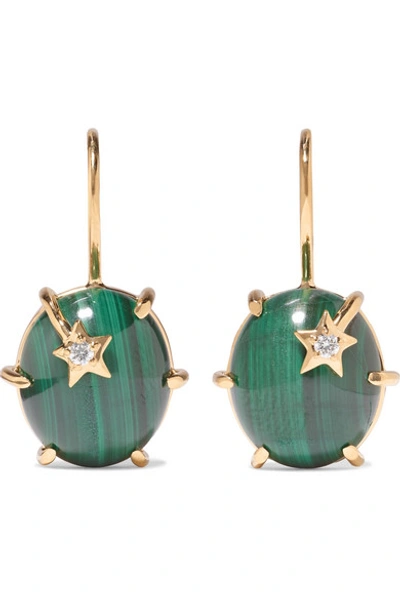 Shop Andrea Fohrman Mini Galaxy 18-karat Gold, Malachite And Diamond Earrings