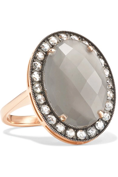 Shop Andrea Fohrman 18-karat Rose And White Gold, Moonstone And Diamond Ring In Rose Gold