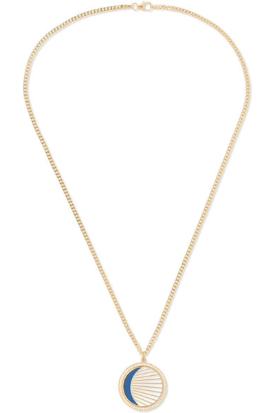 Shop Andrea Fohrman Crescent 18-karat Gold, Diamond And Enamel Necklace