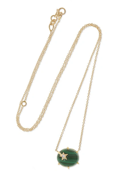 Shop Andrea Fohrman Mini Galaxy 18-karat Gold, Malachite And Diamond Necklace