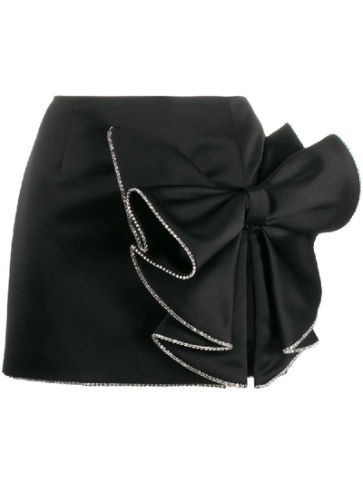 Shop Area Satin Bow Mini Skirt In Black