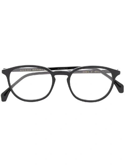 Shop Gucci Round Frame Glasses In Black