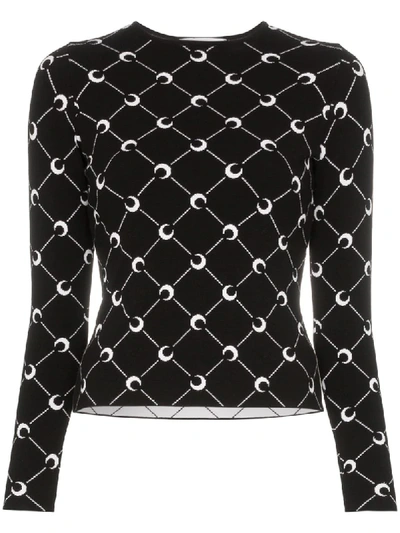 Shop Marine Serre Moon Jacquard Knitted Top In Black/whiite