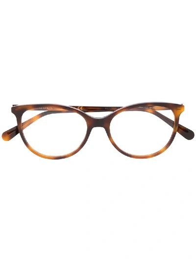 Shop Gucci Tortoiseshell Effect Glasses In Brown