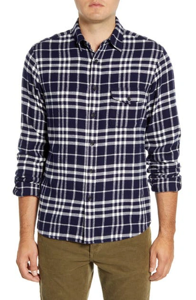 Shop Alex Mill Slim Fit Plaid Flannel Button-up Shirt In Navy/ White