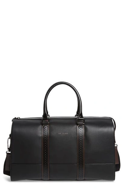 Shop Ted Baker Topped Leather Duffle Bag In Black