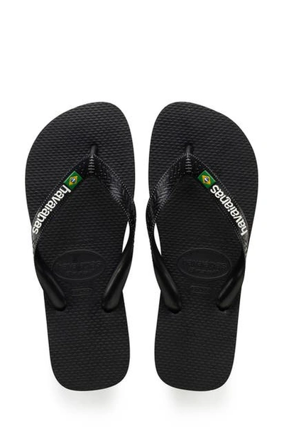 Shop Havaianas Brazil Flip Flop In Black/ Black