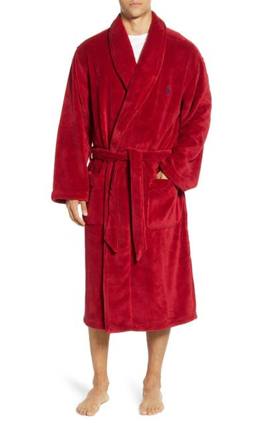 Shop Polo Ralph Lauren Plush Robe In Eaton Red