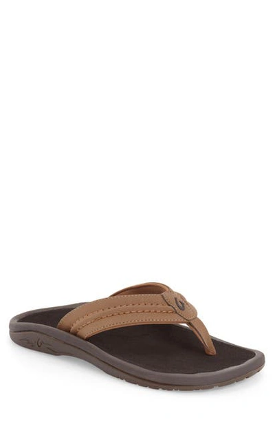 Shop Olukai Hokua Flip Flop In Tan/ Tan