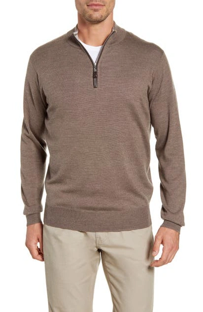 Shop Peter Millar Crown Soft Wool Blend Quarter Zip Sweater In Rye