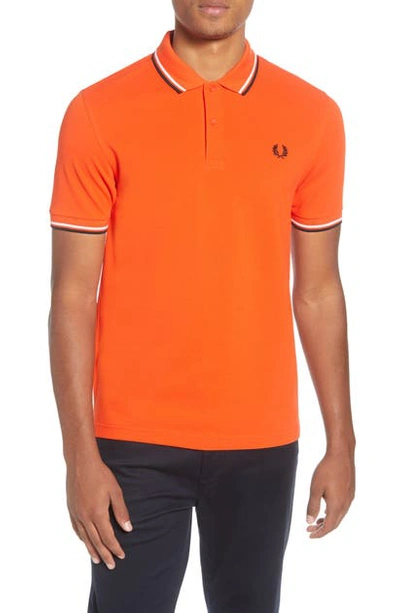 Shop Fred Perry Twin Tipped Extra Slim Fit Pique Polo In Internationalor