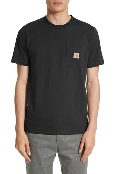 Shop Carhartt Logo Pocket T-shirt In Dusty Fuchsia