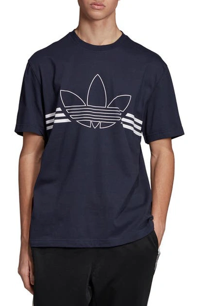 Shop Adidas Originals Adidas Trefoil Outline Graphic T-shirt In Legend Ink