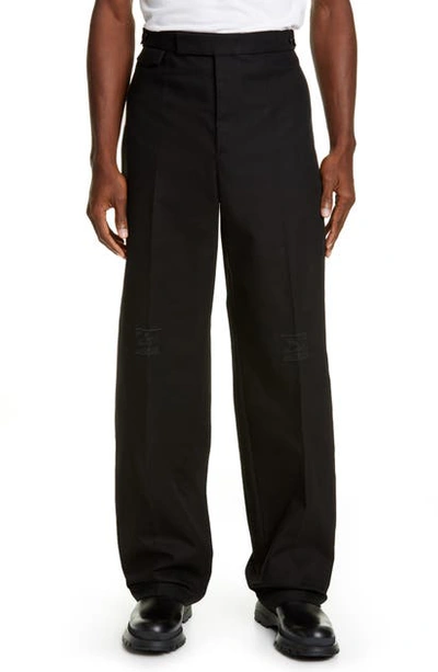 Shop Raf Simons Embroidered Relaxed Fit Chino Pants In Black