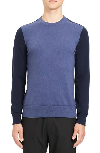 Shop Theory Hilles Standard Fit Crewneck Cashmere Sweater In Air Force Multi
