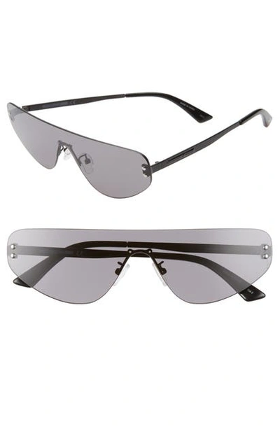 Shop Mcq By Alexander Mcqueen 145mm Flat Top Rimless Shield Sunglasses In Solid Smoke/ Smoke