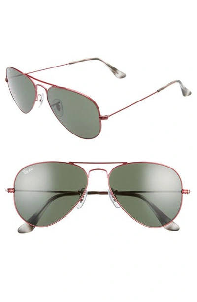 Shop Ray Ban Small Original 55mm Aviator Sunglasses In Red/ Green Solid