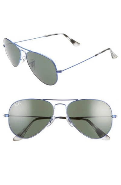 Shop Ray Ban Small Original 55mm Aviator Sunglasses In Blue/ Green Solid