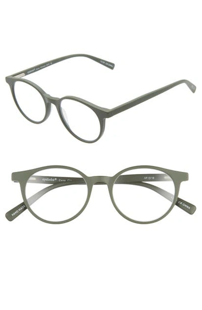 Shop Eyebobs Case Closed 49mm Round Reading Glasses In Dark Green Matte