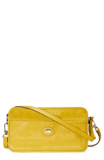 Shop Gucci Leather Crossbody Bag In Smile Yellow