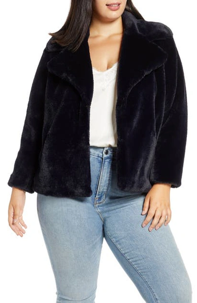 Shop 1.state Faux Mink Wide Collar Jacket In Blue Night