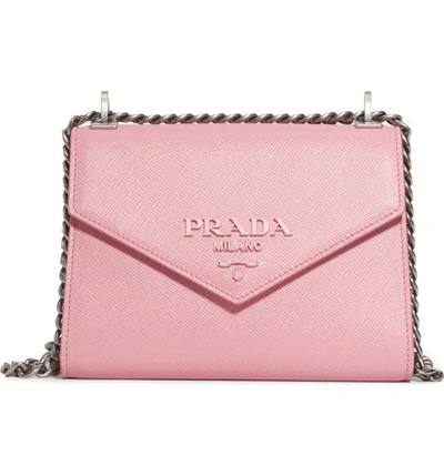 Shop Prada Monochrome Saffiano Leather Shoulder Bag In Petalo