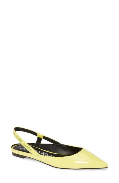 Shop Calvin Klein Maya Slingback Flat In Yellow/ Yellow Patent Leather