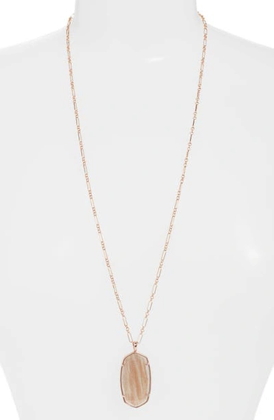 Shop Kendra Scott Reid Long Faceted Pendant Necklace In Rs Gld/dusted Pink Illusion