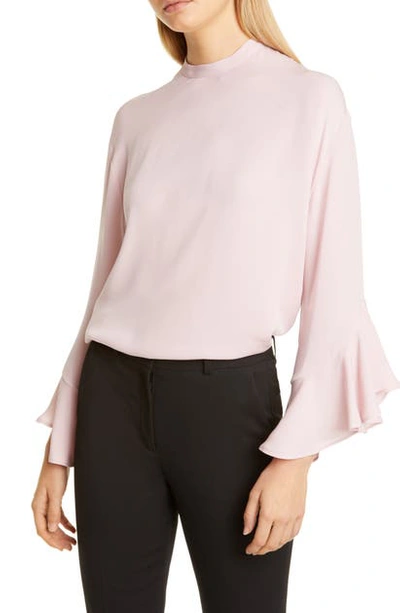 Shop Valentino Ruffle Sleeve Silk Georgette Blouse In Pink