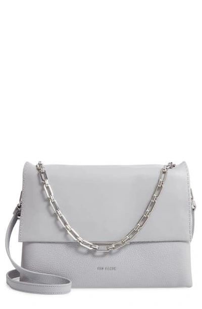 Shop Ted Baker Diaana Bar Leather Shoulder Bag In Light Grey