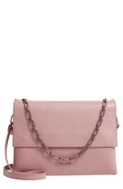 Shop Ted Baker Diaana Bar Leather Shoulder Bag In Dusky-pink