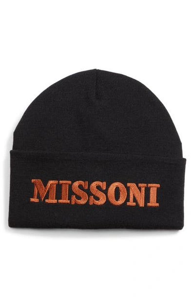 Shop Missoni Logo Embroidered Beanie In Black