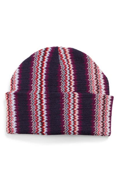 Shop Missoni Thick Stripe Zigzag Beanie In Berry Multi