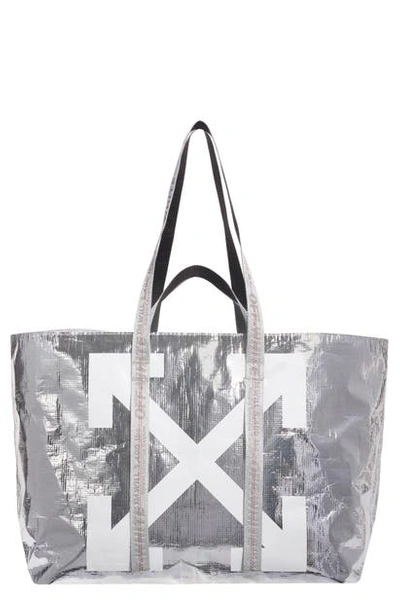 Shop Off-white New Commercial Tote In Silver White