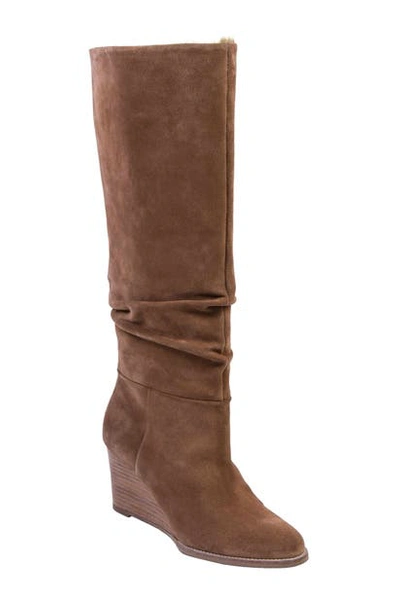 Shop Andre Assous Saffi Slouch Wedge Boot In Cognac Suede