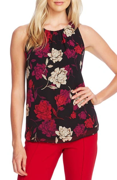 Shop Vince Camuto Enchanted Floral Chiffon Tank In Tulip Red