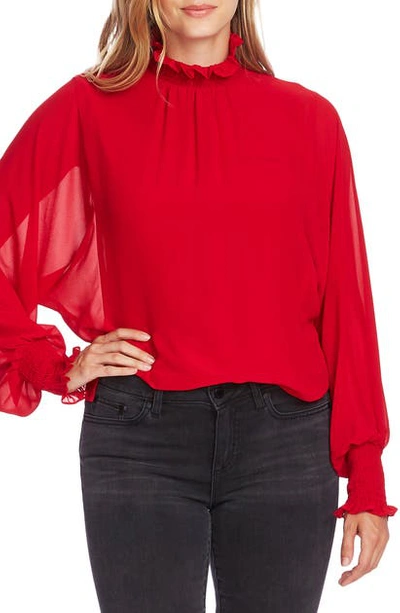 Shop Vince Camuto Batwing Chiffon Top In Tulip Red
