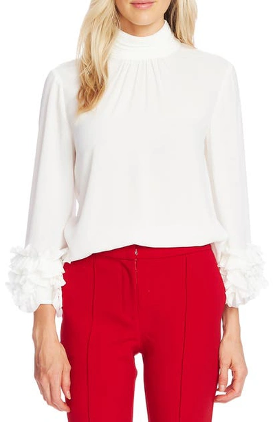 Shop Vince Camuto Mock Neck Top In Pearl Ivory