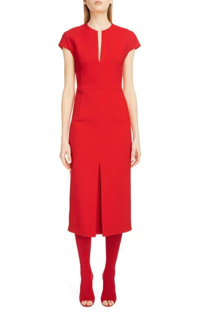 Shop Victoria Beckham Crepe Midi Dress In Red