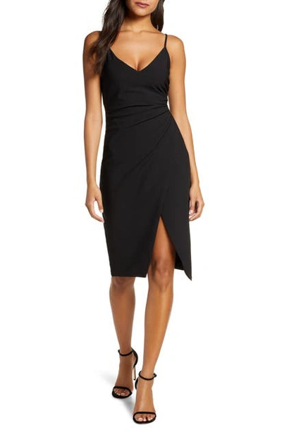 Shop Black Halo Bowery Ruched Crepe Sheath Dress In Black
