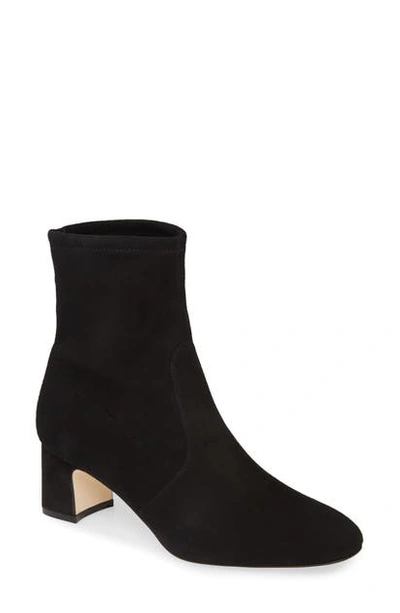 Shop Stuart Weitzman Niki Block Heel Bootie In Black Suede Str