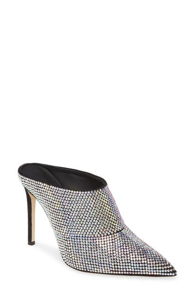 Shop Giuseppe Zanotti Crystal Embellished Pointed Toe Mule In Black