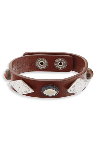 Shop Isabel Marant Embellished Leather Bracelet In Natural