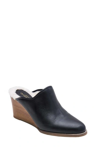 Shop Andre Assous Sage Wedge Mule In Black Leather