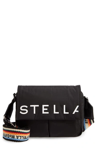 Shop Stella Mccartney Medium Padded Eco Nylon Shoulder Bag In Black