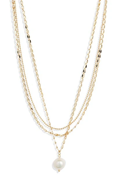 Shop Jules Smith Layered Imitation Pearl Necklace In Gold