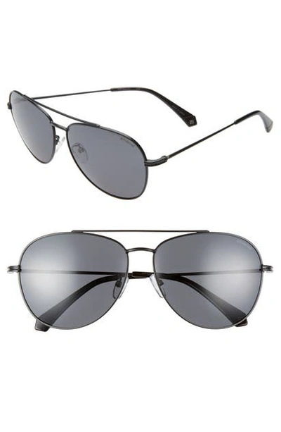 Shop Polaroid 61mm Polarized Aviator Sunglasses In Black/ Grey Polarized