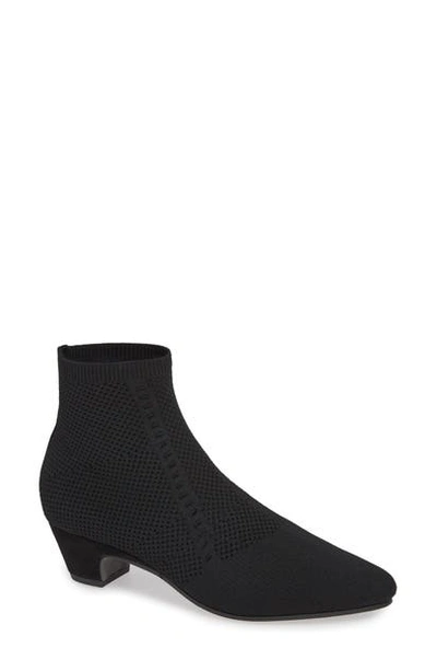 Shop Eileen Fisher Purl Sock Bootie In Black Stretch Fabric