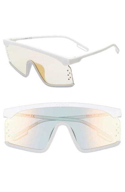 Shop Kenzo 140mm Shield Sunglasses - White/ Grey