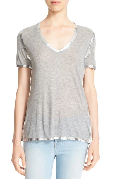 Shop Zadig & Voltaire 'tino' Foil Accent Tee In Gris Chine